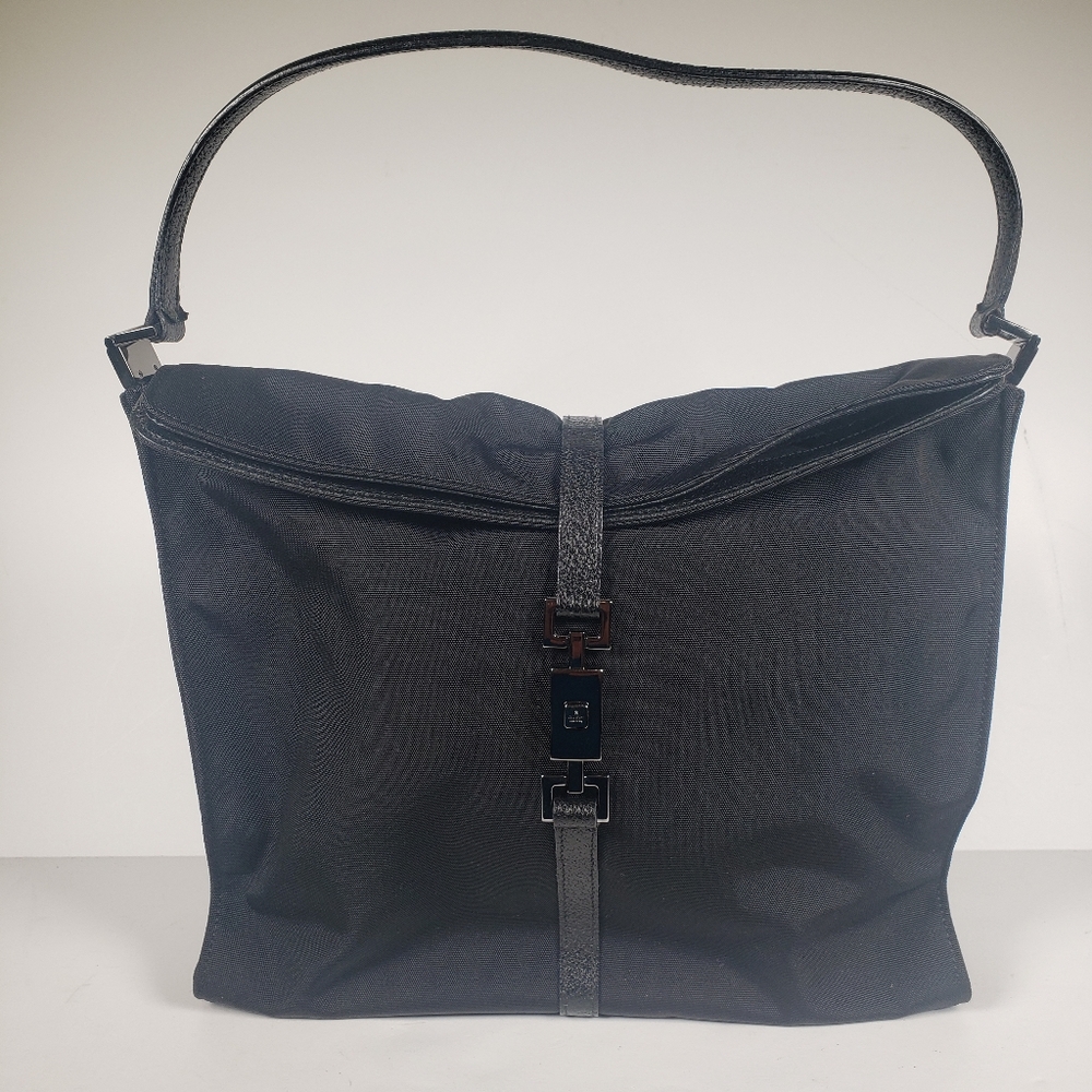 Gucci Shoulder Bag JACKIE Black Nylon Canvas Bag